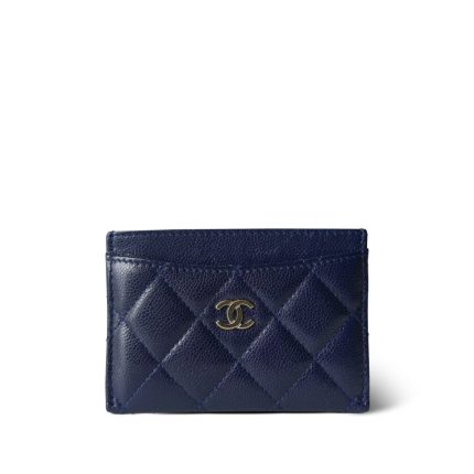 23S Navy Caviar Quilted Classic Card Holder LGHW