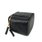 21S Black Caviar Quilted Mini Clutch With Chain Light Gold Hardware - Image 3