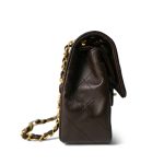 Dark Brown Lambskin Quilted Classic Flap Small Gold Hardware - Image 5