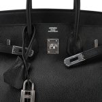Birkin 25 Black Epsom Palladium Plated M Square Stamp - Image 5