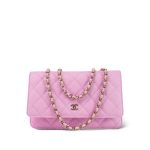 23P Pink Caviar Quilted Wallet On Chain WOC Light Gold Hardware
