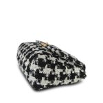 Black White Ecru Houndstooth Tweed Quilted Large 19 Flap MHW - Image 5
