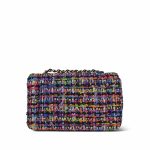 24S Multicolor Sequin Tweed Quilted Rectangular Mini Flap Light Gold Hardware - Image 3