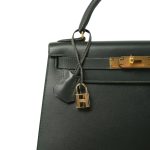 Kelly 28 Vert Fonce Box Calfskin Gold Plated (W) Stamp - Image 2