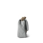 24P Grey Caviar Quilted Sweetheart Mini Flap Aged Gold Hardware - Image 3