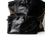 23A Black Calfskin Quilted 22 Hobo Bag Small Aged Gold Hardware - Image 15