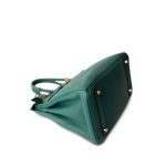 Birkin 30 Malachite Togo Gold Plated T Stamp - Image 11