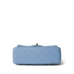 Light Blue Lambskin Quilted Mini Rectangular Flap LGHW - Image 6