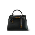 Kelly Sellier 28 Black Box Calfskin Gold Plated X Circle Stamp