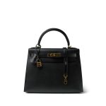 Kelly 28 Sellier Black Epsom Gold Plated A Stamp