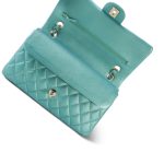 Iridescent Green Lambskin Quilted Classic Flap Medium Light Gold Hardware - Image 11