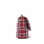 22A Red Multicolor Tweed Quilted 19 Flap Small Mixed Hardware - Image 8