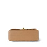 17C Dark Beige Chevron Quilted Mini Rectangular Flap Aged Gold Hardware - Image 3