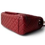 Red Grained Calfskin XL Small Travel Flap Bag Light Gold Hardware - Image 6