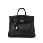 Birkin 25 Black Epsom Palladium Plated M Square Stamp