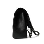 Black Caviar Quilted Jumbo Classic Flap Silver Hardware - Image 3