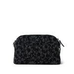 24K Black Floral Denim Quilted Clutch On Chain Silver Hardware - Image 3