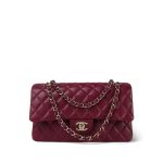 Burgundy Lambskin Quilted Classic Flap Medium Light Gold Hardware - Image 10