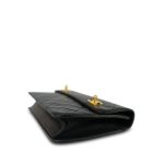 Black Lambskin Quilted Top Handle Double Turnlock Single Flap Gold Hardware - Image 9