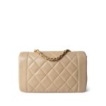 Light Beige Lambskin Quilted Diana Flap Small Gold Hardware - Image 5