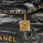 22A Ruthenium Metallic Calfskin Quilted 22 Hobo Bag Medium Aged Gold Hardware - Image 12