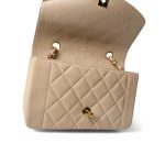 Light Beige Lambskin Quilted Diana Flap Small Gold Hardware - Image 10