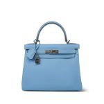 Kelly 28 Retourne Candy Celeste Mykonos Epsom Palladium Plated [O] Stamp - Image 8