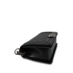 Black Caviar Quilted Old Medium Boy Bag Ruthenium Hardware - Image 5