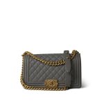 Grey Caviar Quilted Boy Bag Old Medium Aged Gold Hardware - Image 11