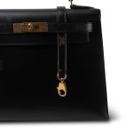 Kelly 28 Sellier Black Box Calfskin Gold Plated A Square Stamp - Image 4
