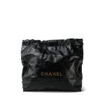 Black Calfskin Quilted 22 Hobo Bag Medium Aged Gold Hardware