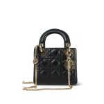 Mini Lady Dior Bag Black Lambskin Cannage - Image 2