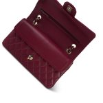 Burgundy Lambskin Quilted Classic Flap Medium Light Gold Hardware - Image 11