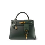 Kelly 28 Vert Fonce Box Calfskin Gold Plated (W) Stamp - Image 17