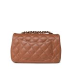 22S Caramel Lambskin Quilted Mini Rectangular Flap Light Gold Hardware - Image 4