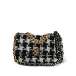 20S Ecru Black & White Tweed Quilted 19 Flap Small Mixed Hardware - Image 10