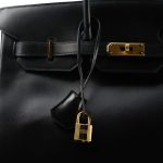 Birkin 35 Black Box Calfskin Gold Plated A Square Stamp - Image 2
