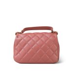 20C Pink Lambskin Quilted Top Handle Flap Aged Gold Hardware - Image 4