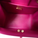 Fuchsia Caviar Quilted Mini Bucket Bag Light Gold Hardware - Image 11