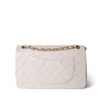 Vintage White Lambskin Quilted Double Flap Medium GHW - Image 3