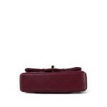 Burgundy Lambskin Quilted Extra Mini Rectangular Flap Light Gold Hardware - Image 14