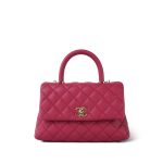 20A Fuchsia Caviar Quilted Small Coco Handle LGHW - Image 2