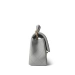 21A Grey Lambskin Quilted Mini Top Handle Aged Gold Hardware - Image 5