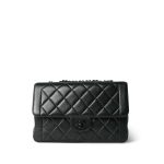 Black Lambskin Quilted So Black Single Flap Bag