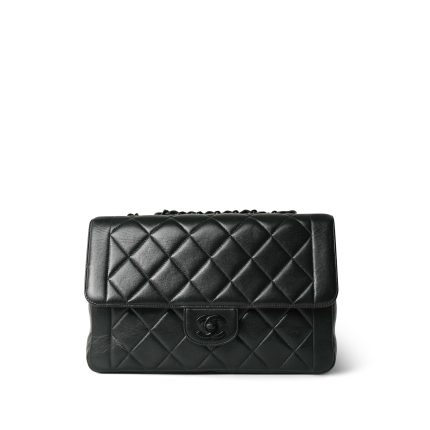 Black Lambskin Quilted So Black Single Flap Bag