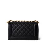 Black Caviar Quilted Small Boy Bag Aged Gold Hardware - Image 7