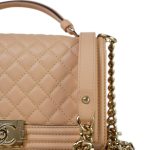 19S Beige Calfskin Quilted Top Handle Boy Bag Old Medium Light Gold Hardware - Image 13