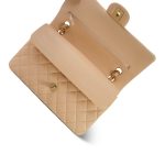 Beige Lambskin Quilted Classic Flap Medium Aged Gold Hardware - Image 9