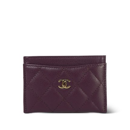 Burgundy Caviar Quilted Classic Card Holder LGHW