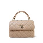 Beige Lambskin Quilted Small Trendy CC Light Gold Hardware - Image 3